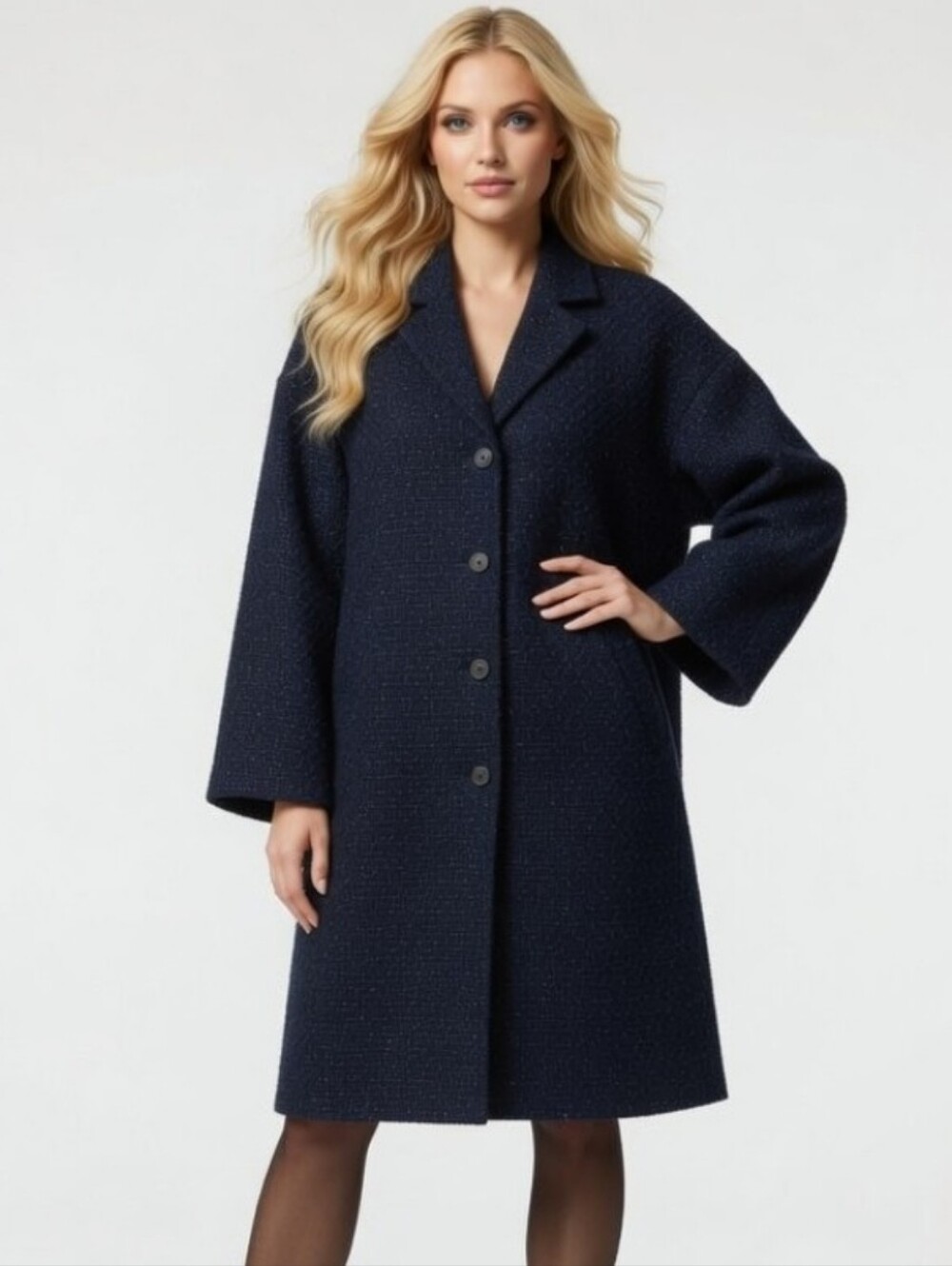 Women Within Navy Oversized Button Front Coat ( Size: 18w)